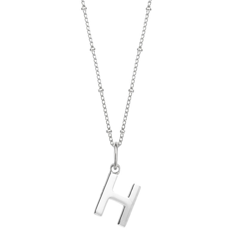 Sterling Silver Initial H Pendant & Bead Chain