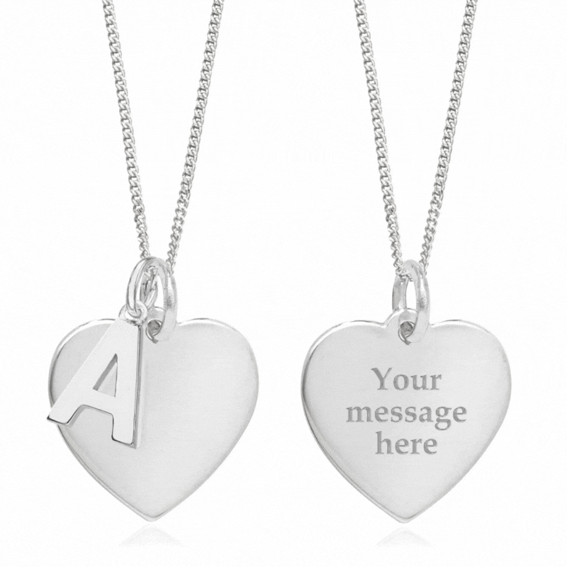 Silver Initial and Heart Pendant Personalised