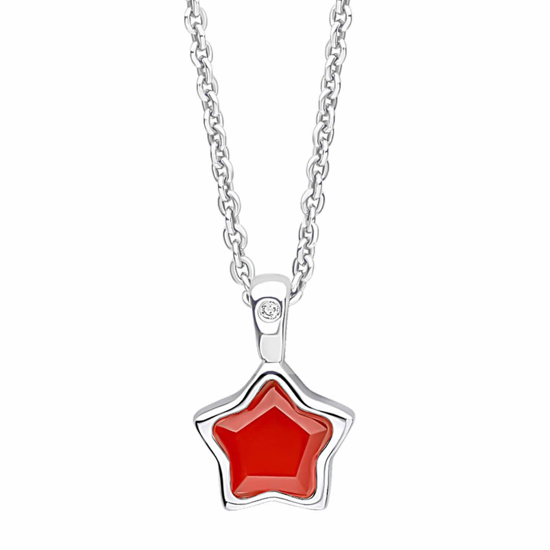 Children's Silver Diamond Star & Birthstone Pendant (January)