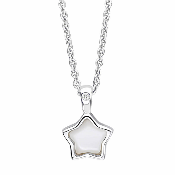 Children's Silver Diamond Star & Birthstone Pendant (June)