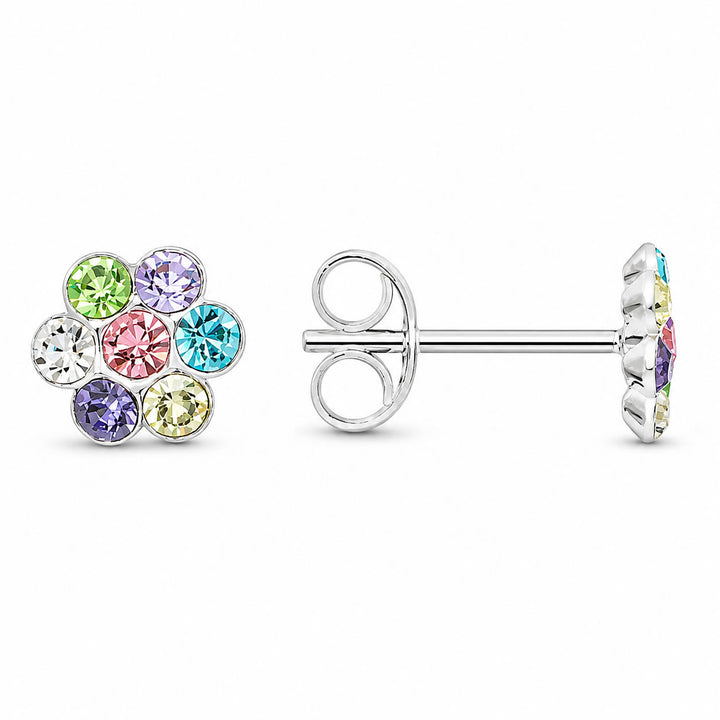 Children's Sterling Silver Colourful Flower Stud Earrings