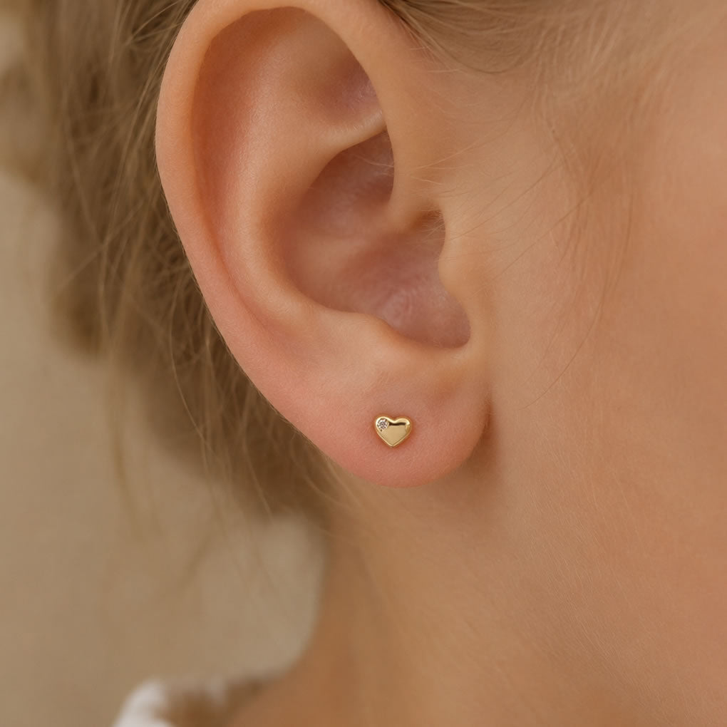 Children's 9ct Gold Heart Stud Earrings