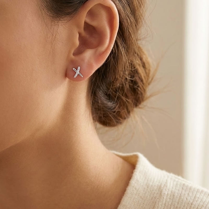 Sterling Silver X Kiss Stud Earrings