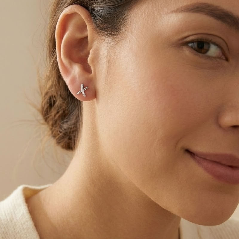 Sterling Silver X Kiss Stud Earrings