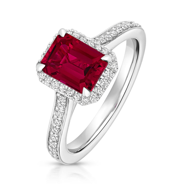 Silver Lab Created Diamond &amp; Ruby Ring