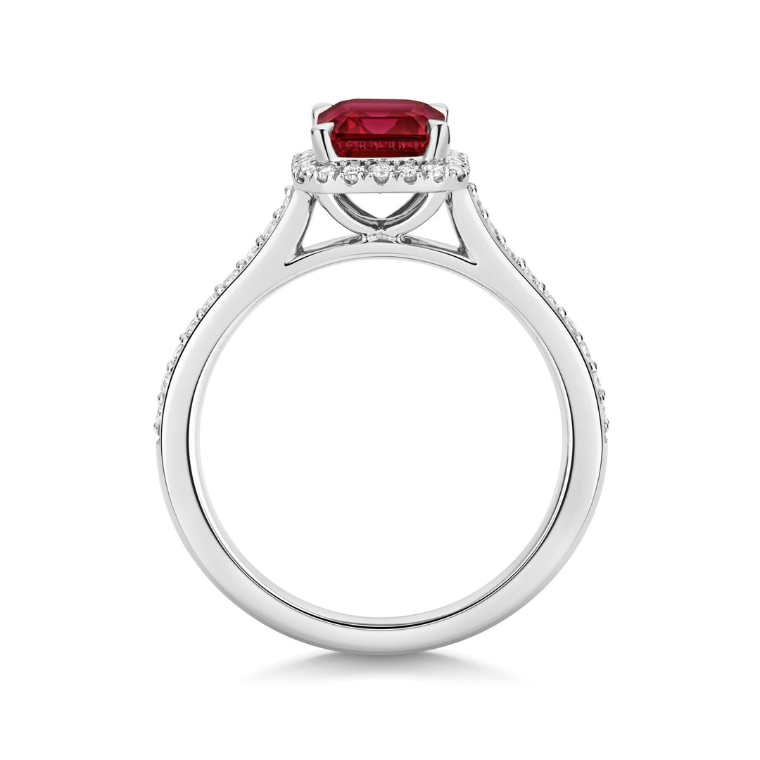 Silver Lab Created Diamond &amp; Ruby Ring