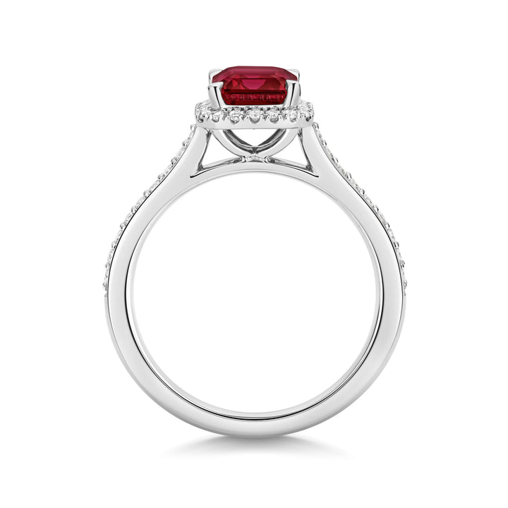 Silver Lab Created Diamond &amp; Ruby Ring