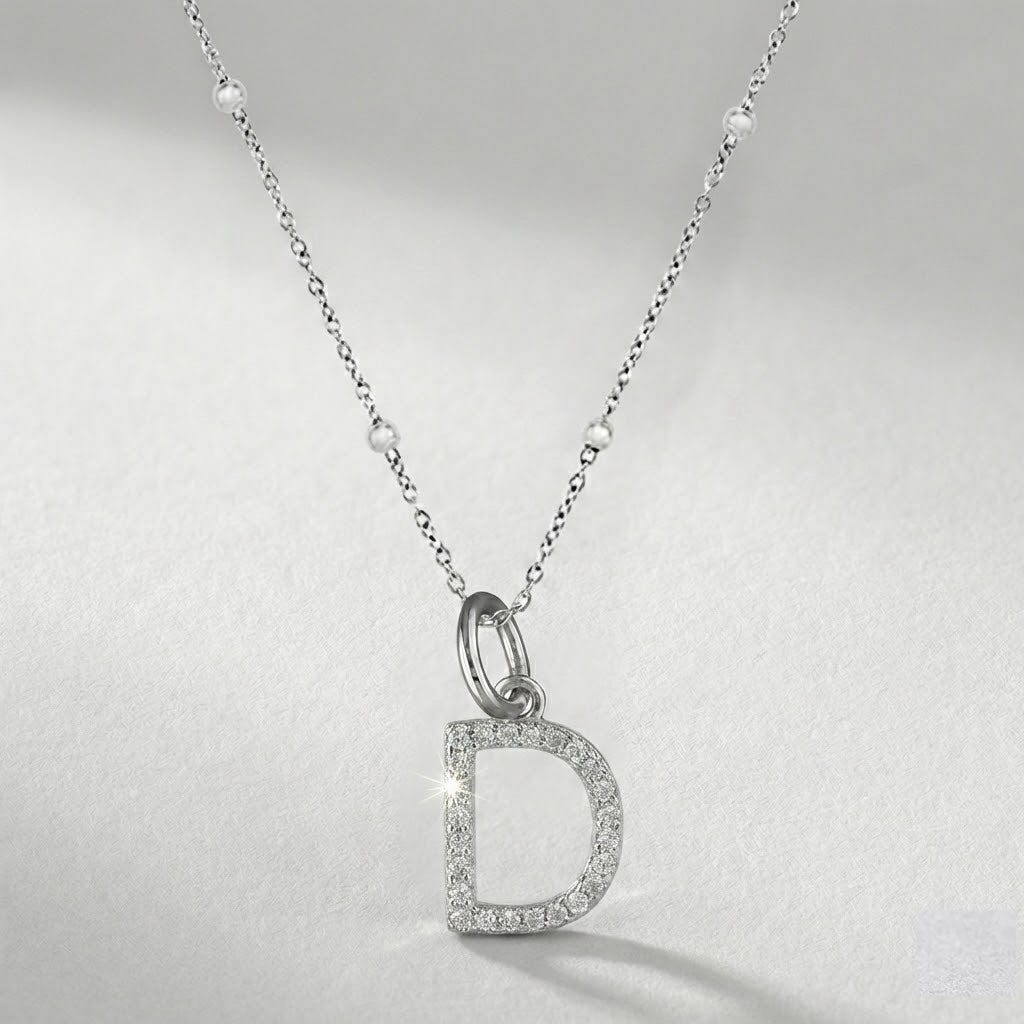 Silver Initial Pendant D