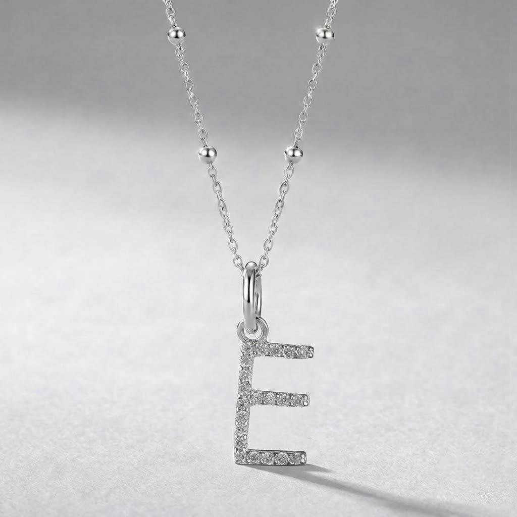 Silver Initial Pendant E