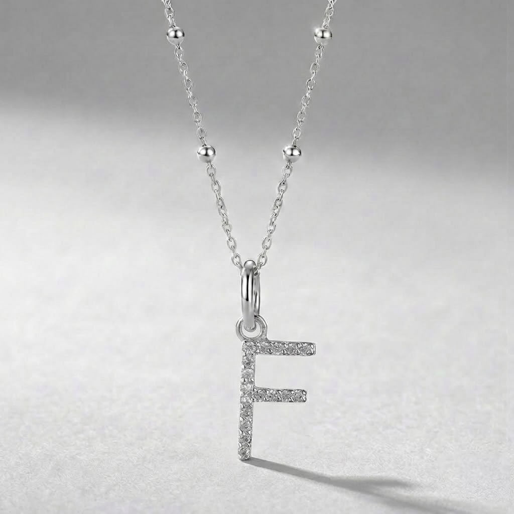 Silver Initial Pendant F