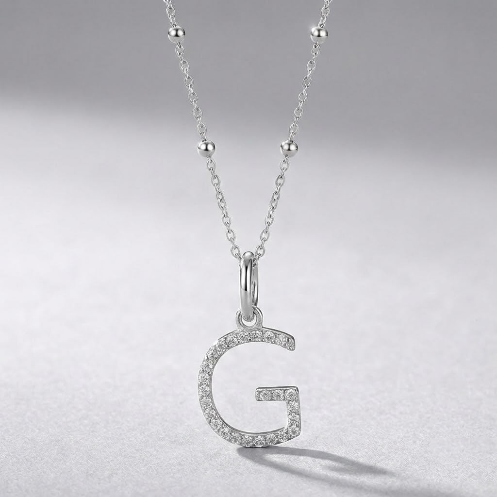 Silver Initial Pendant G