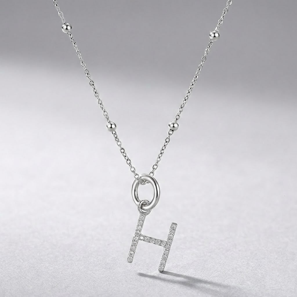 Silver Initial Pendant H