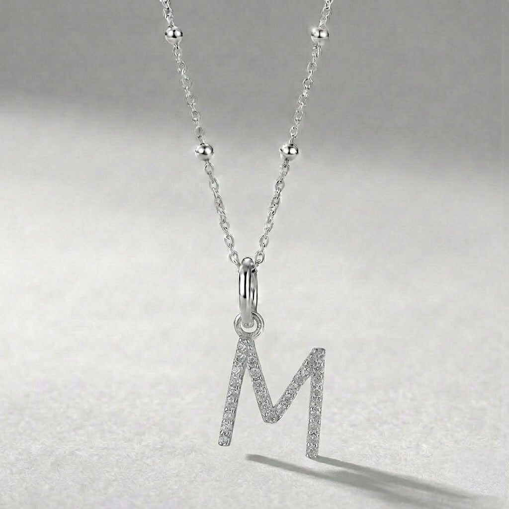 Silver Initial Pendant M