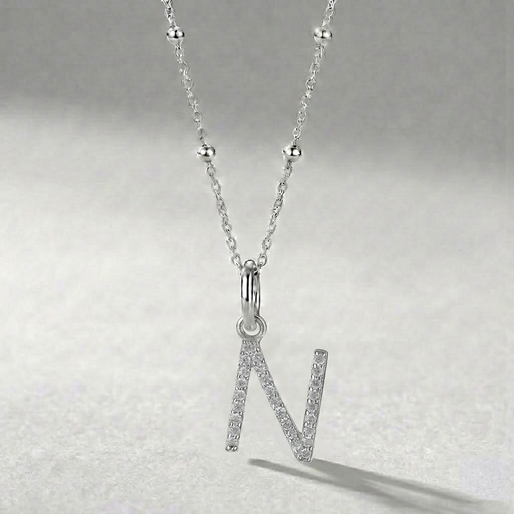 Silver Initial Pendant N