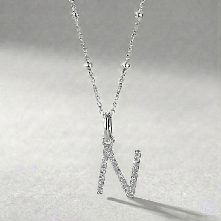 Silver Initial Pendant N