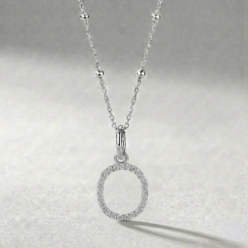 Silver Initial Pendant O