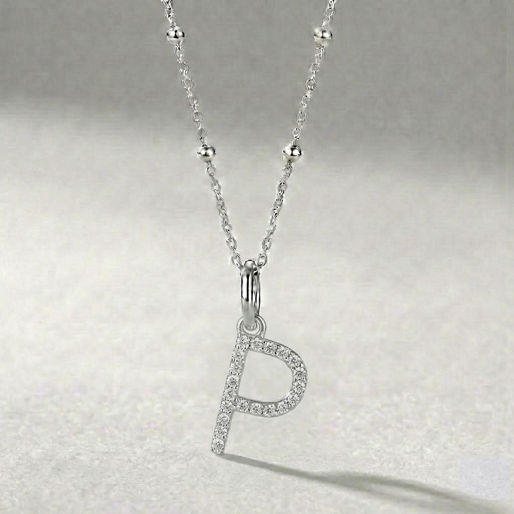 Silver Initial Pendant P