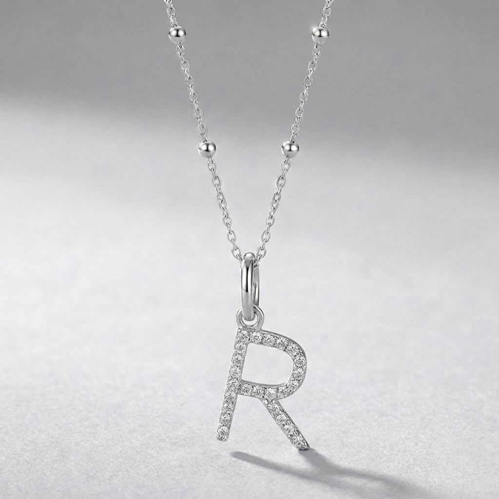 Silver Initial Pendant R