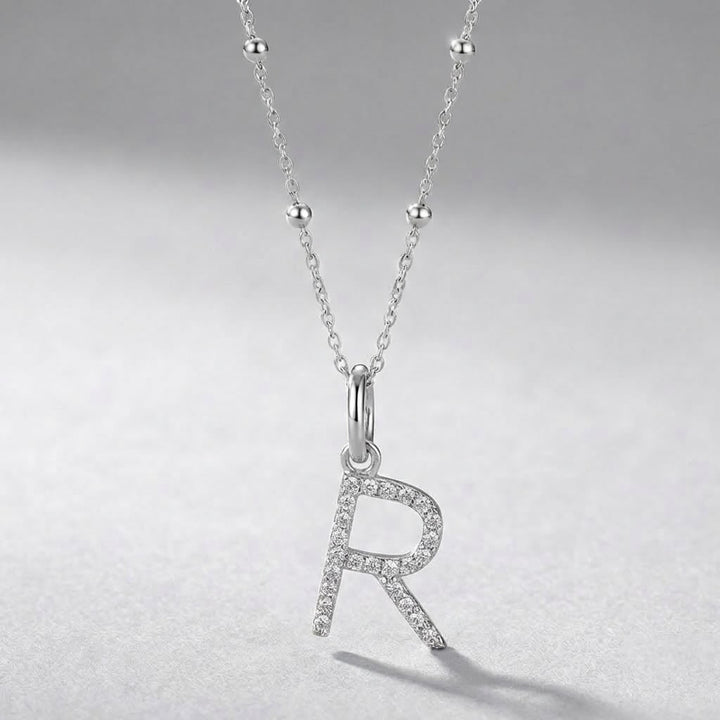 Silver Initial Pendant R