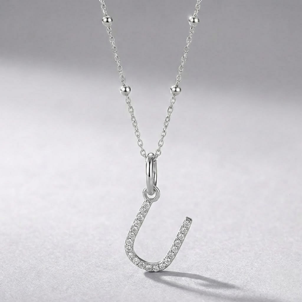 Silver Initial Pendant U