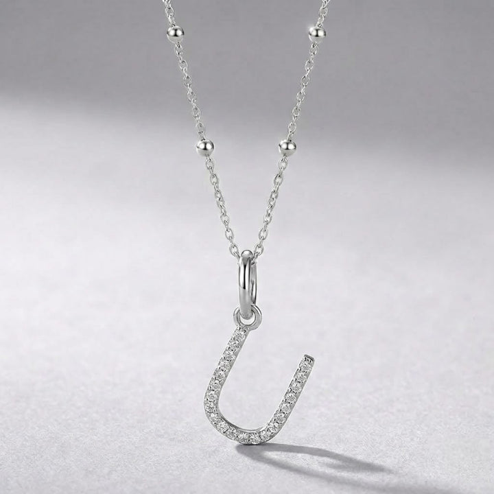 Silver Initial Pendant U