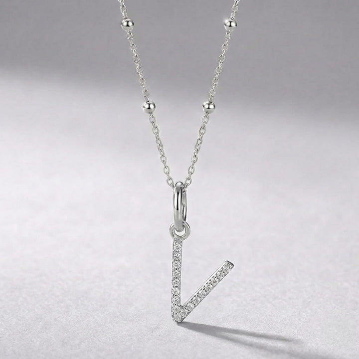 Silver Initial Pendant V