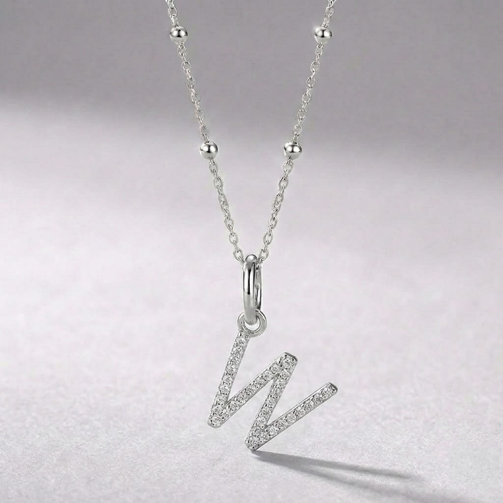 Silver Initial Pendant W