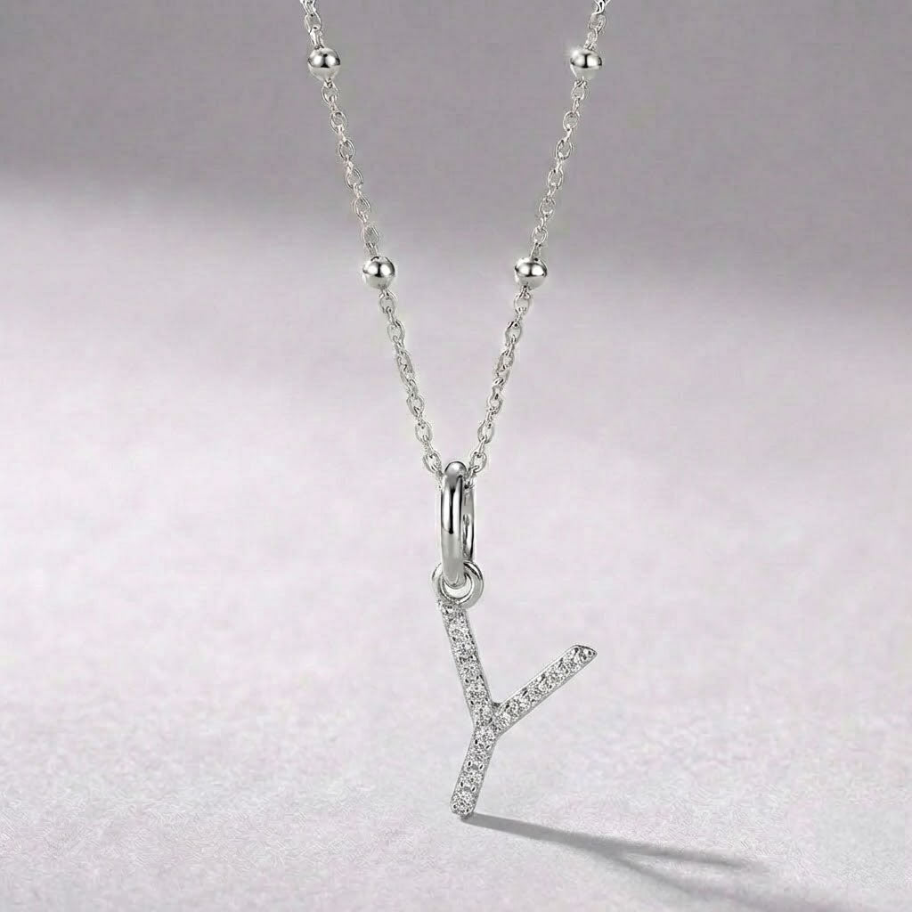 Silver Initial Pendant Y