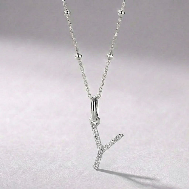 Silver Initial Pendant Y