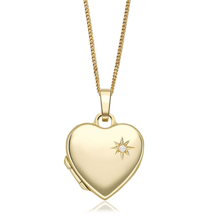 9ct Gold Diamond Heart Locket
