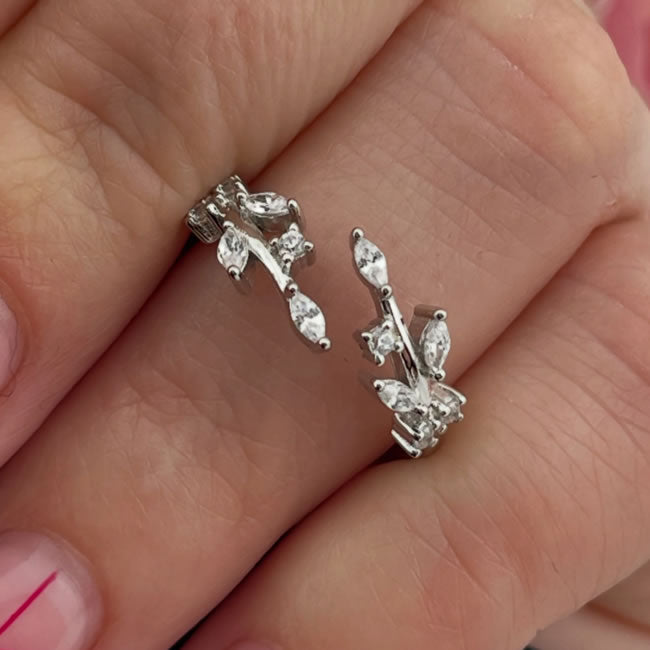 Sterling Silver Leaf Crossover Ring