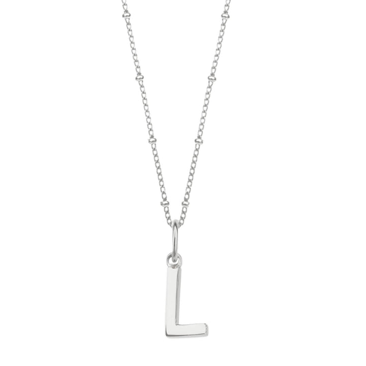 Sterling Silver Initial L Pendant & Bead Chain