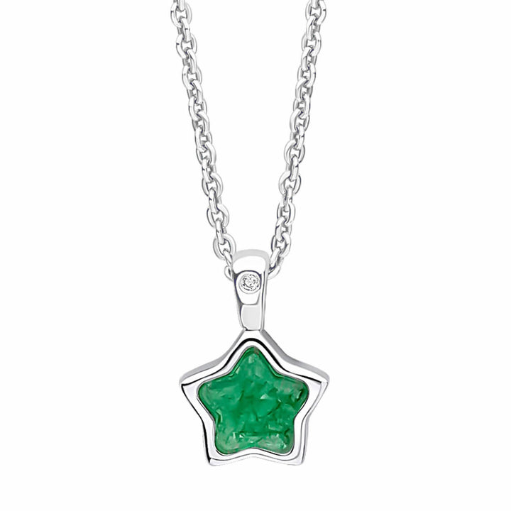 Children's Silver Diamond Star & Birthstone Pendant (May)