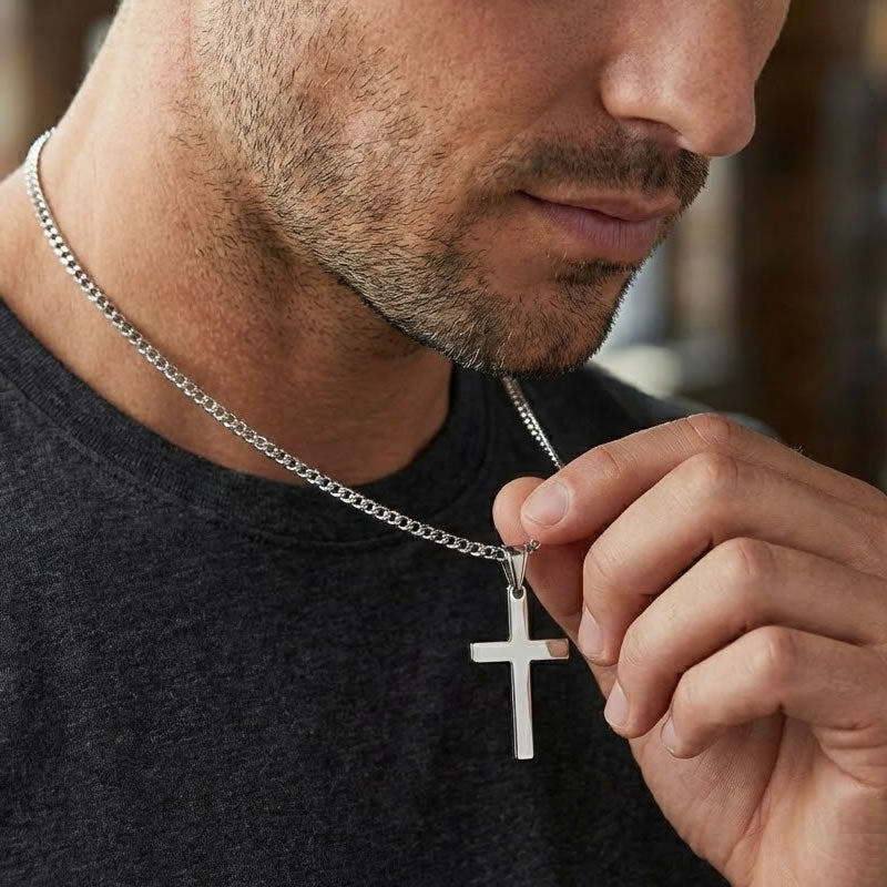 Men's Sterling Silver Cross Necklace
