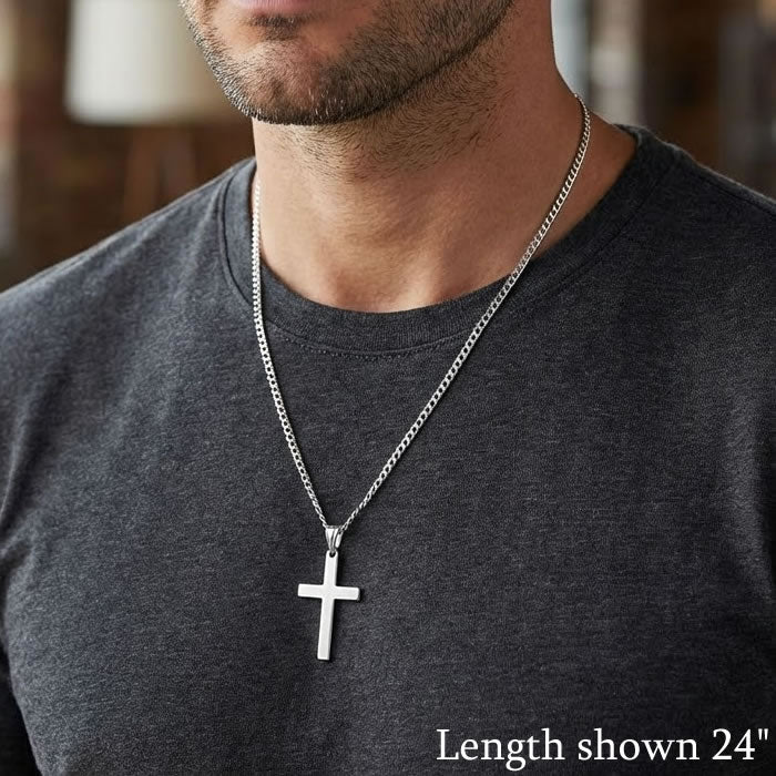 Men's Sterling Silver Cross Necklace
