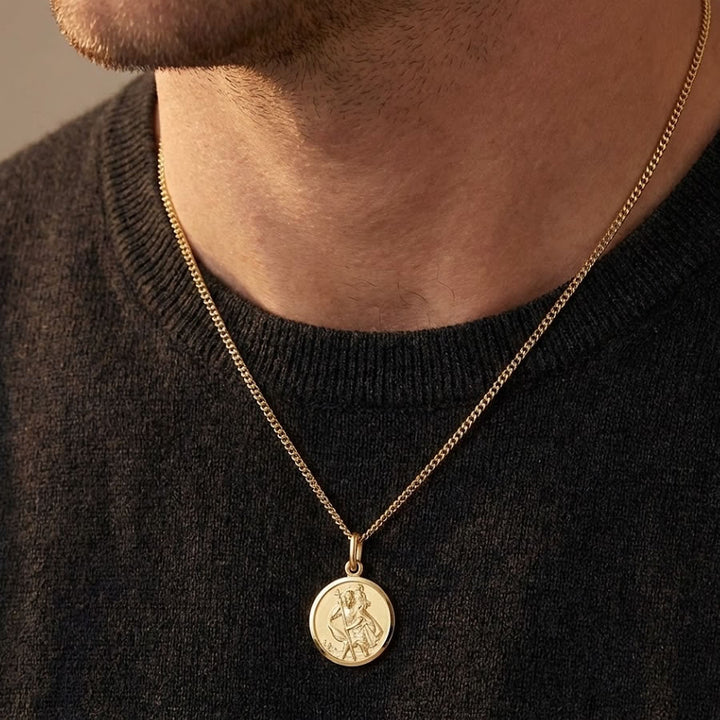 Men's 9ct Gold St Christopher Pendant