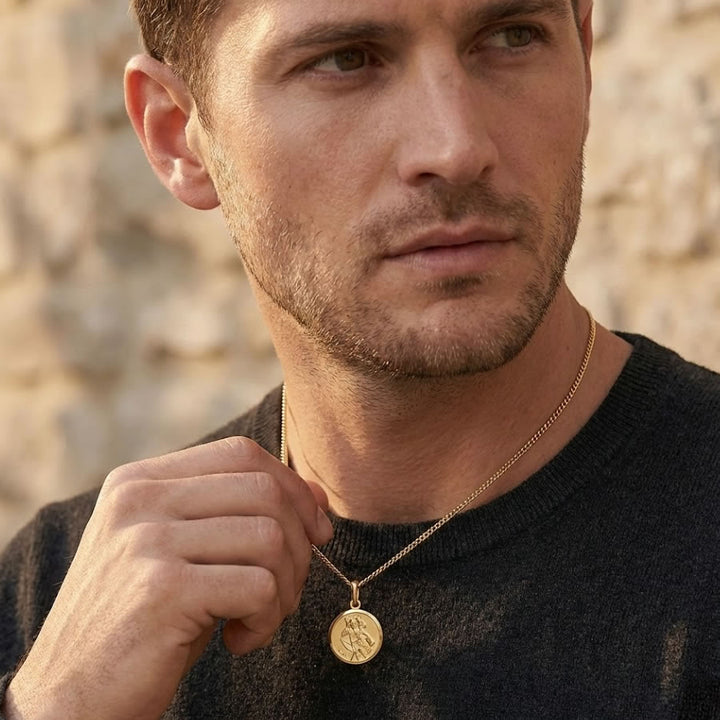 Men's 9ct Gold St Christopher Pendant