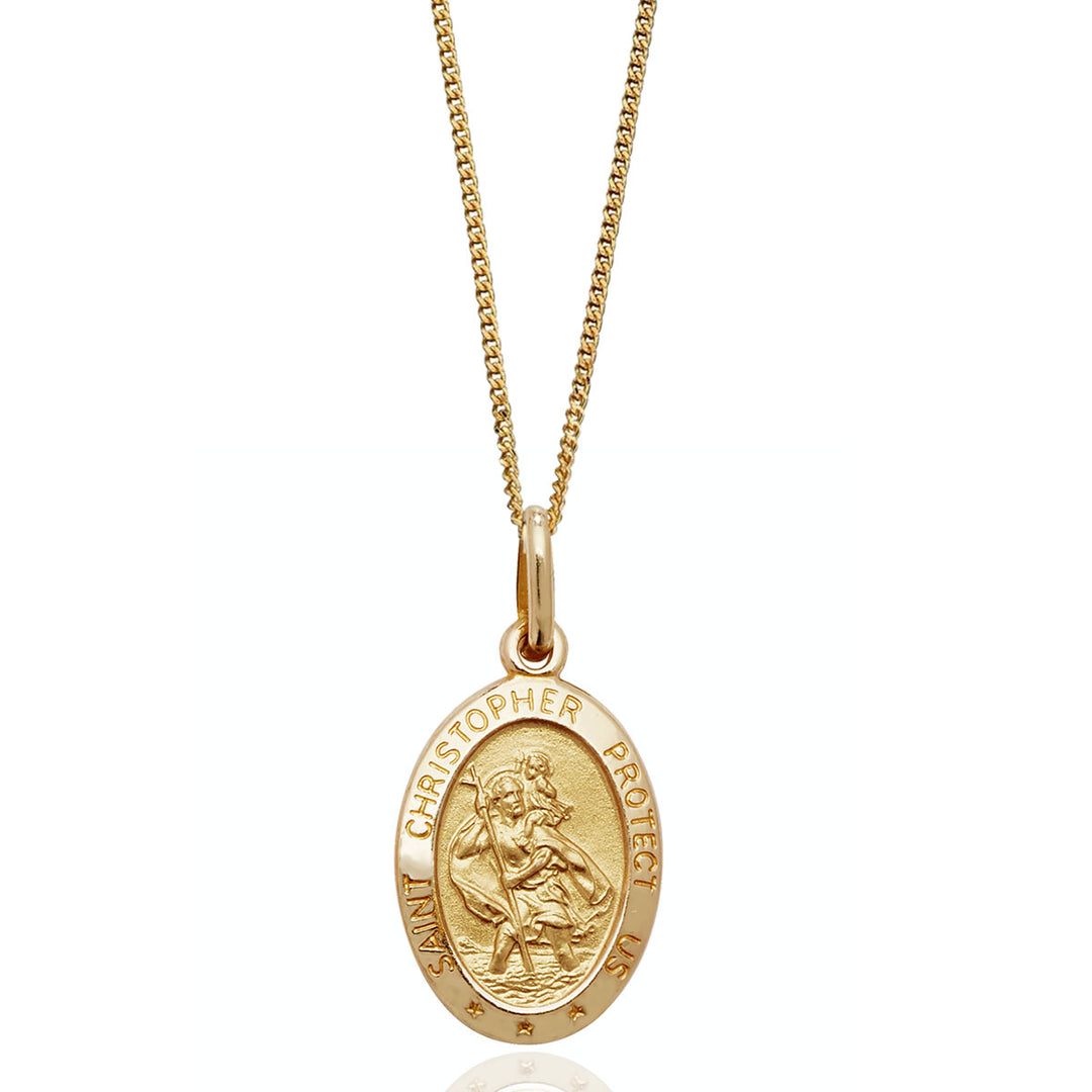 Men's 9ct Gold Small Oval St Christopher Pendant – Bijou Jewellery