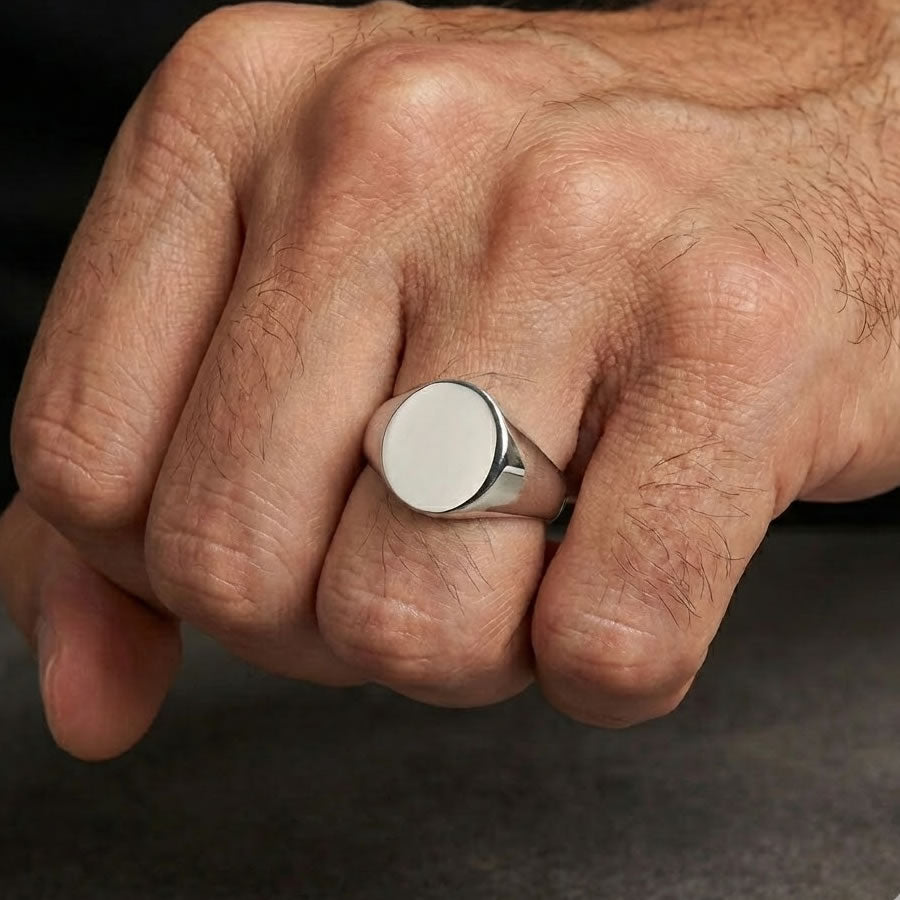 Men's Sterling Silver Oval Signet Ring