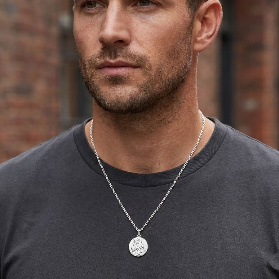 Men's Sterling Silver St George Pendant Model