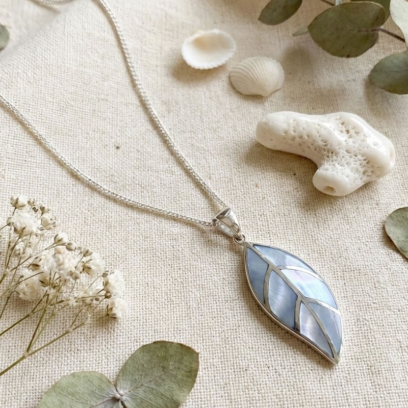 Sterling Silver Mother of Pearl Leaf Necklace