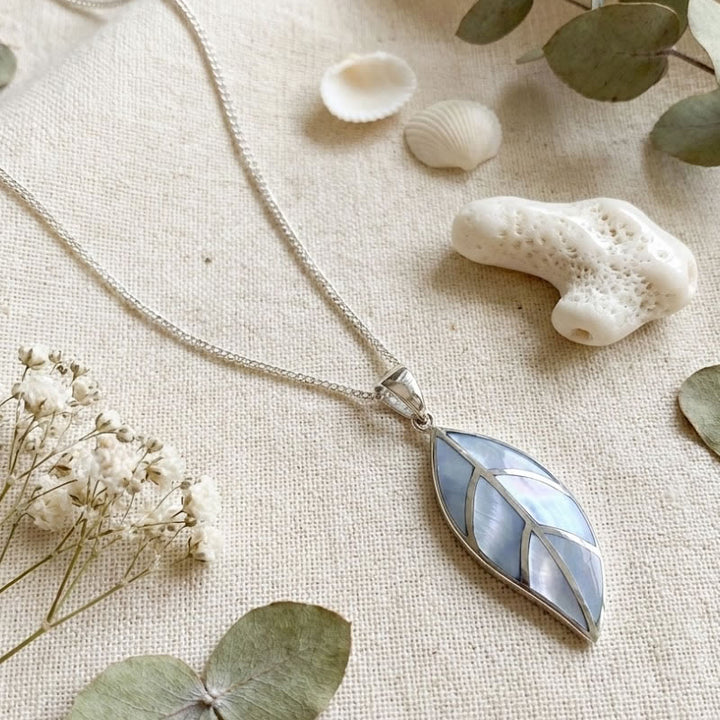 Sterling Silver Mother of Pearl Leaf Necklace