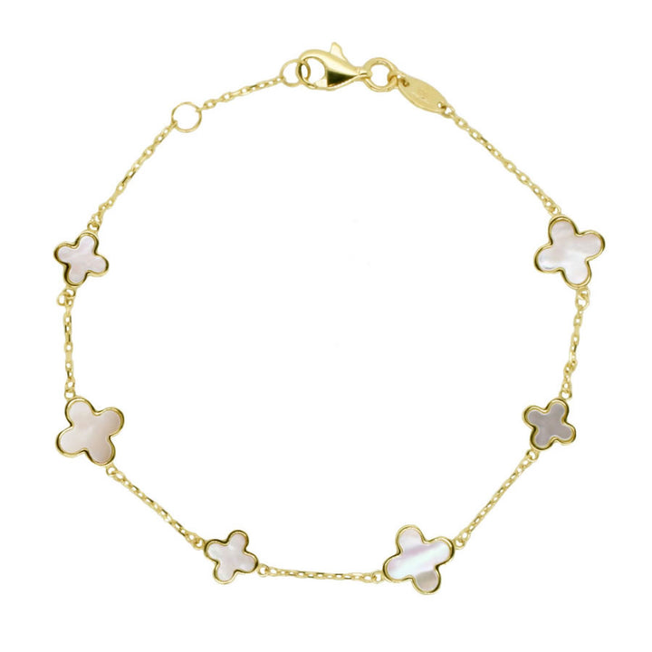 9ct Gold Mother of Pearl Four Leaf Clover Bracelet