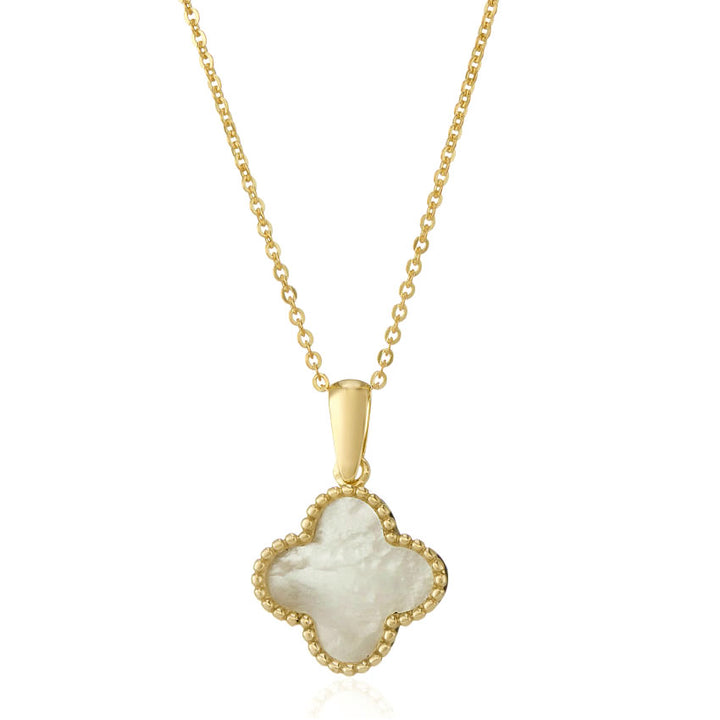 9ct Gold Mother of Pearl Four Leaf Clover Pendant