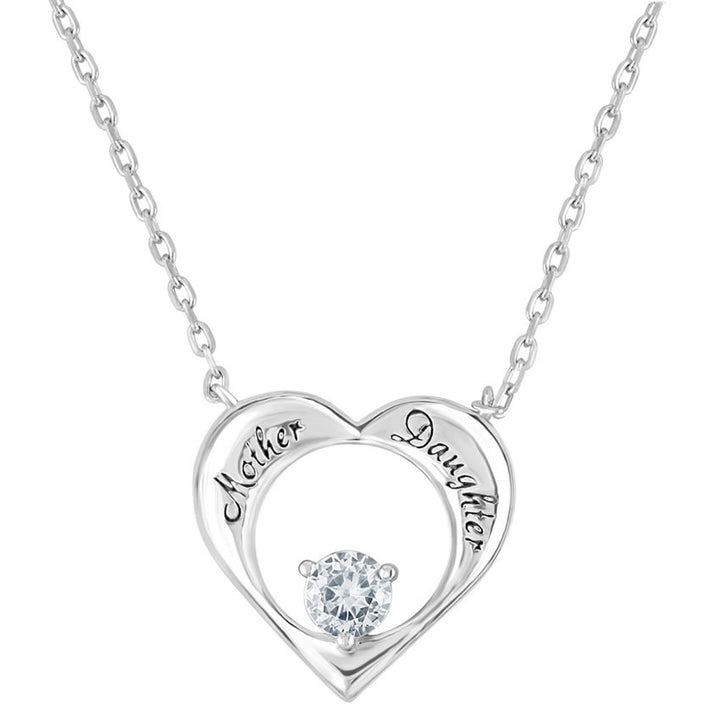 Silver Mother & Daughter Heart Necklace