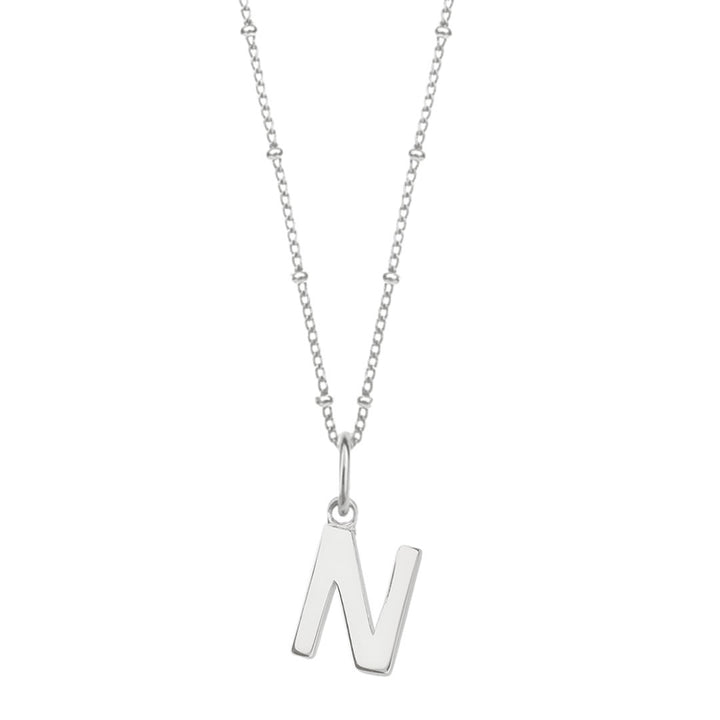 Sterling Silver Initial N Pendant & Bead Chain