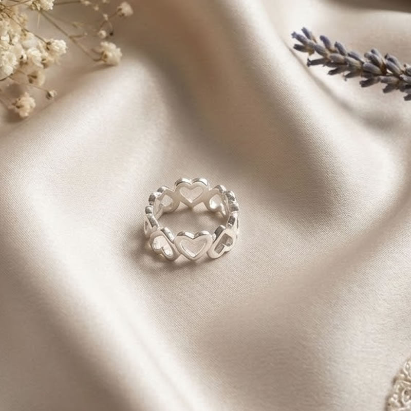 Sterling Silver Hearts Band Ring