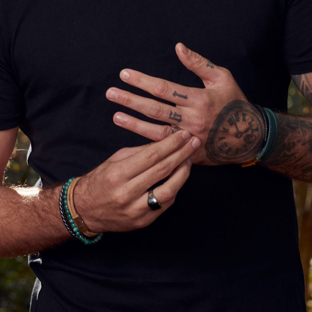 Men's Green Agate Healing Bead Bracelet