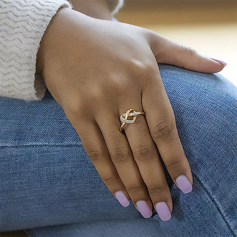 9ct Gold Diamond Infinity Heart Knot Ring