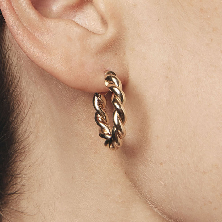 9ct Gold Rope Twist Hoop Earrings
